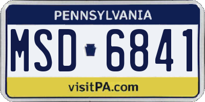 PA license plate MSD6841