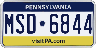 PA license plate MSD6844