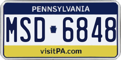 PA license plate MSD6848