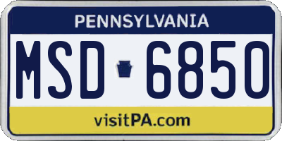 PA license plate MSD6850