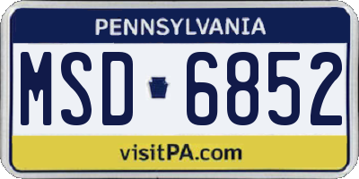 PA license plate MSD6852