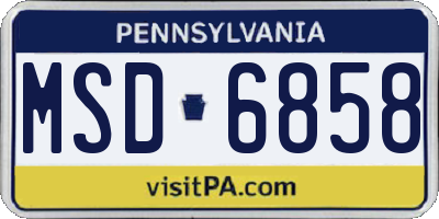 PA license plate MSD6858