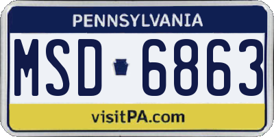 PA license plate MSD6863
