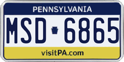 PA license plate MSD6865