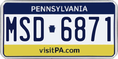 PA license plate MSD6871