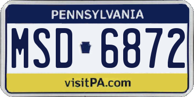 PA license plate MSD6872