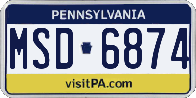 PA license plate MSD6874