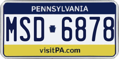 PA license plate MSD6878