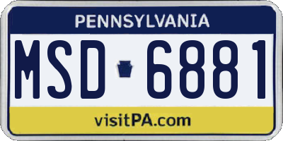 PA license plate MSD6881