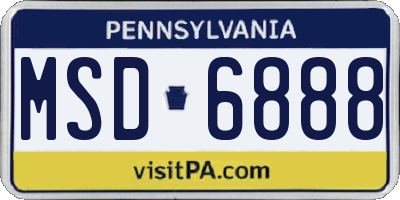 PA license plate MSD6888