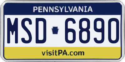 PA license plate MSD6890