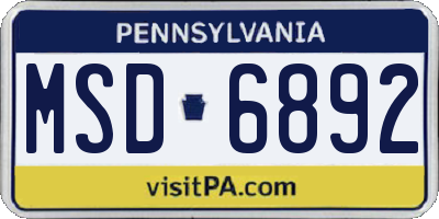PA license plate MSD6892
