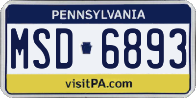 PA license plate MSD6893