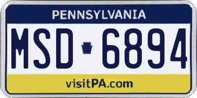 PA license plate MSD6894