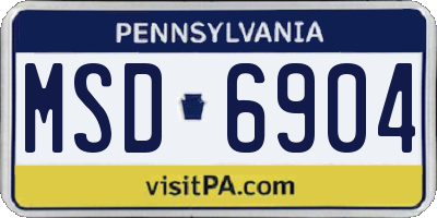 PA license plate MSD6904