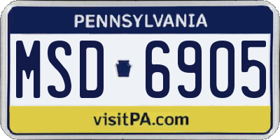 PA license plate MSD6905
