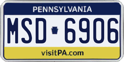 PA license plate MSD6906