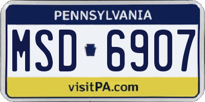 PA license plate MSD6907