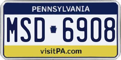 PA license plate MSD6908