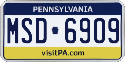 PA license plate MSD6909