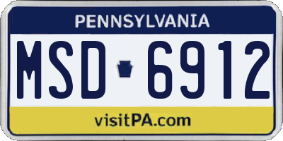 PA license plate MSD6912