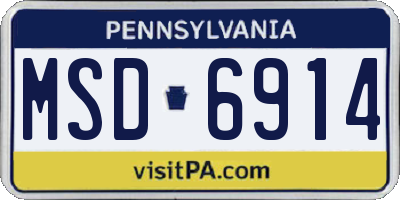 PA license plate MSD6914