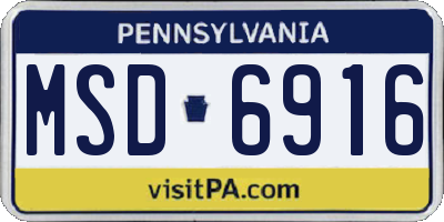 PA license plate MSD6916