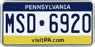 PA license plate MSD6920