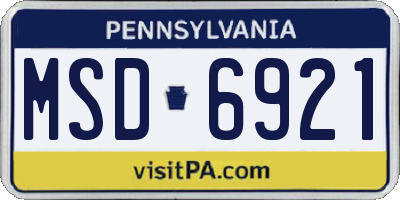 PA license plate MSD6921