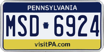 PA license plate MSD6924