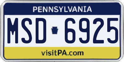 PA license plate MSD6925