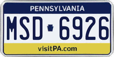 PA license plate MSD6926