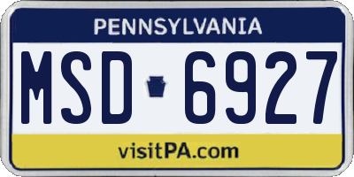 PA license plate MSD6927