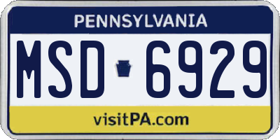 PA license plate MSD6929