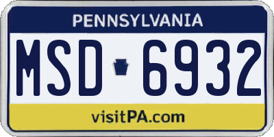 PA license plate MSD6932