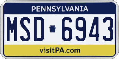 PA license plate MSD6943