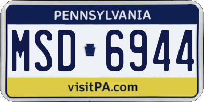 PA license plate MSD6944