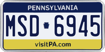 PA license plate MSD6945