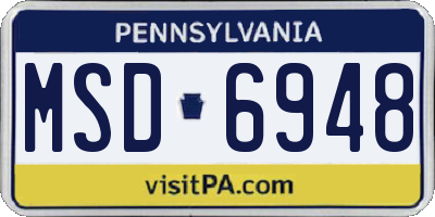 PA license plate MSD6948