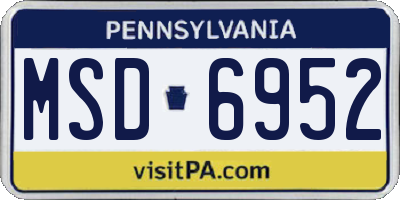 PA license plate MSD6952