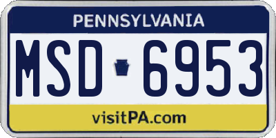 PA license plate MSD6953