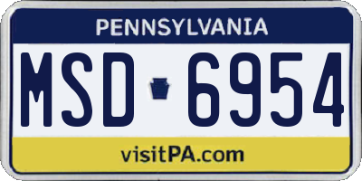PA license plate MSD6954