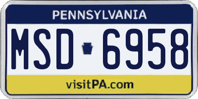 PA license plate MSD6958