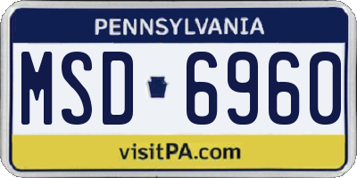 PA license plate MSD6960