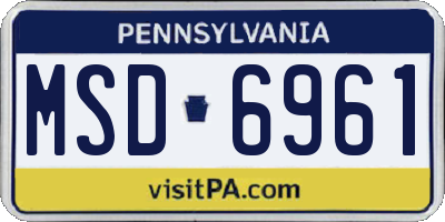 PA license plate MSD6961