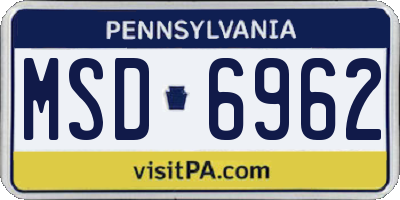 PA license plate MSD6962