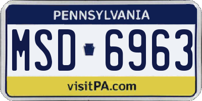 PA license plate MSD6963