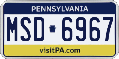 PA license plate MSD6967