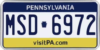 PA license plate MSD6972