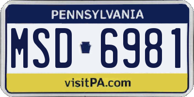 PA license plate MSD6981